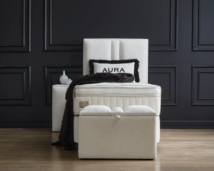 Opberg Boxspring Aura – Wit – 90x200 cm - Bedworld B.V.